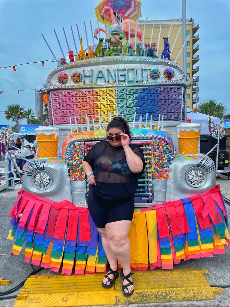 Gabby in front of the PRIDE truck at the Hangout Festival in Gulf Shores, AL.